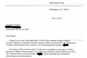 DOJ 1st Response To Request To Investigate & Reform BPD