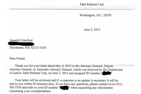 DOJ 1st Response To Request To Investigate & Reform BPD